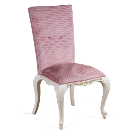 Класически трапезен стол с розова дамаска